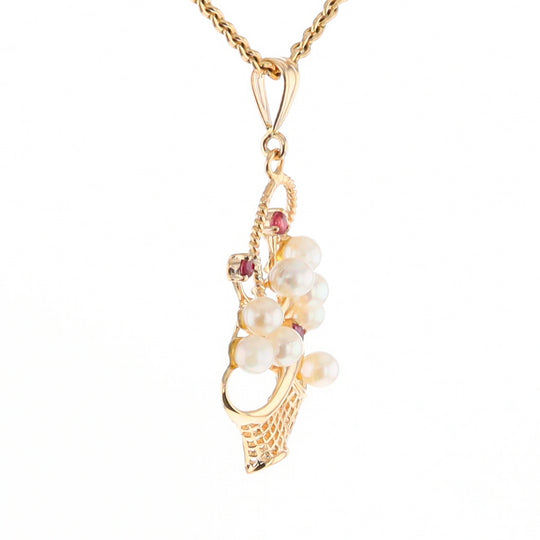 Pearl and Ruby Basket Pendant