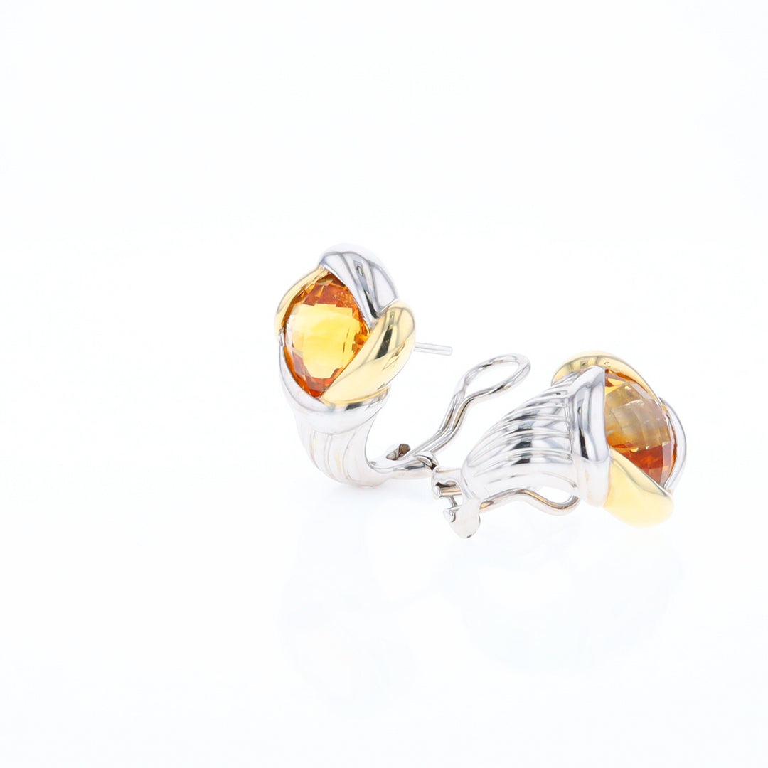 Two-Tone Checkerboard Citrine Earrings