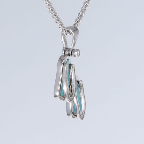 Opal Pendant Sandals Double Inlaid Design with .02ct Round Diamond