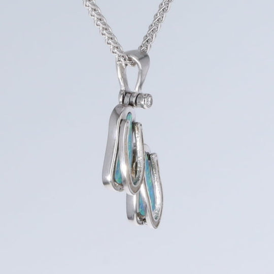 Opal Pendant Sandals Double Inlaid Design with .02ct Round Diamond