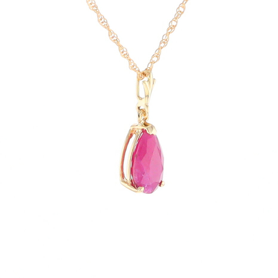 Pear Ruby Solitaire Necklace