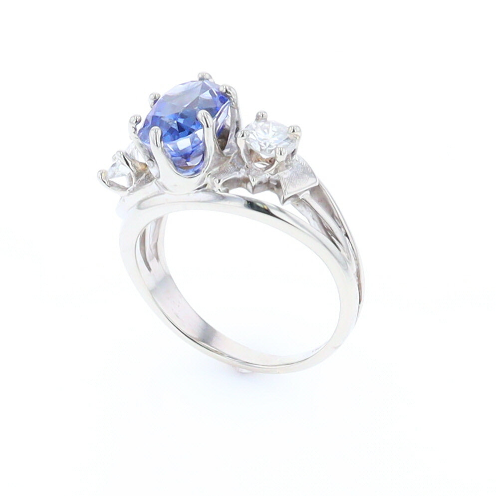 Oval Sapphire Ring with Diamond Side Accents