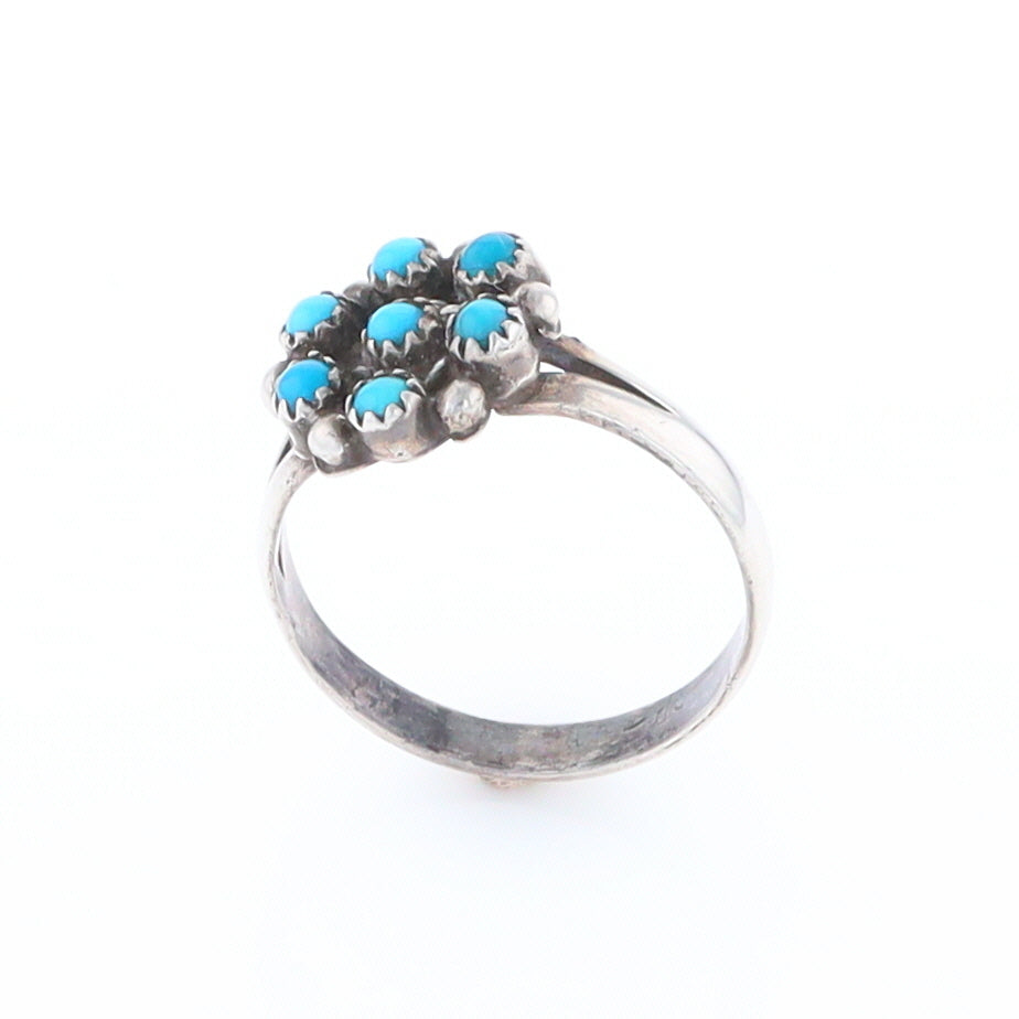 Round Turquoise Cluster Ring