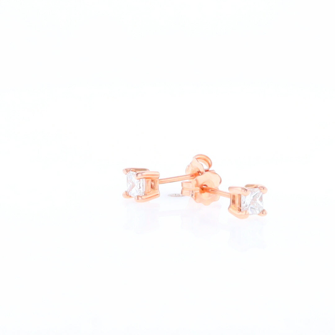 0.41ctw Princess Cut diamond Stud Earrings