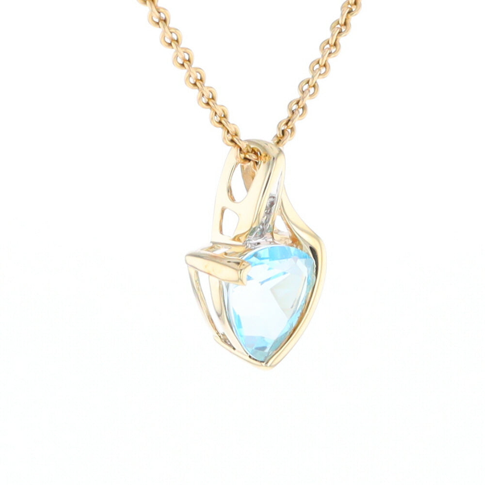 Trillion Blue Topaz Diamond Pendant