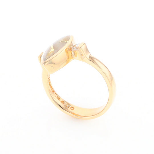 Gold Quartz Ring Pear Shape Inlaid with .18ctw Round Diamonds