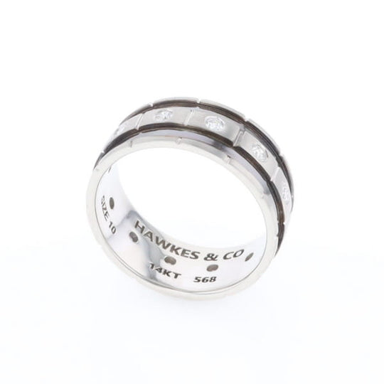 Contemporary Men's Comfort Fit Wedding Band With Diamonds