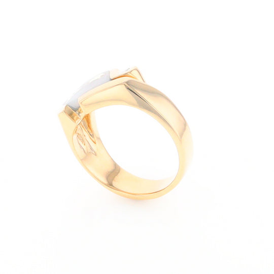 Gold Quartz Ring Geometric Shape Inlaid with 0.30ctw Round Diamonds