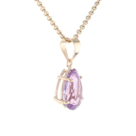 Pear Solitaire Amethyst Pendant