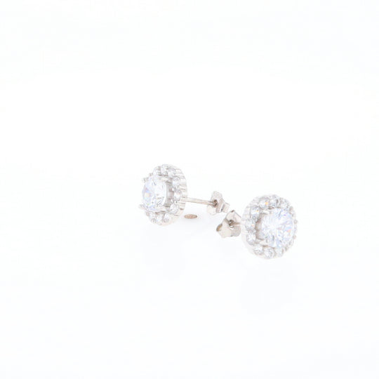 Cubic Zirconia Halo Stud Earrings