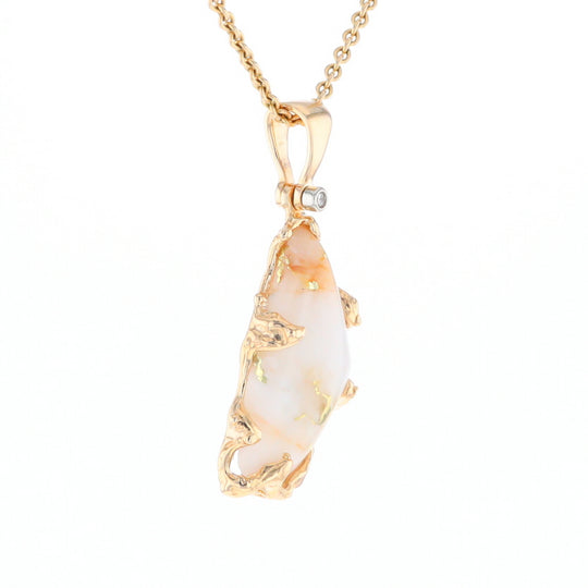 Gold Quartz Freeform Pendant