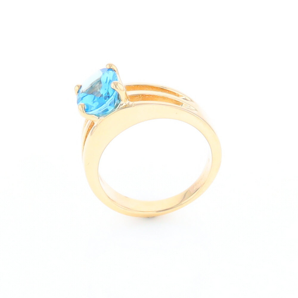 Split Shank Oval Blue Topaz Ring