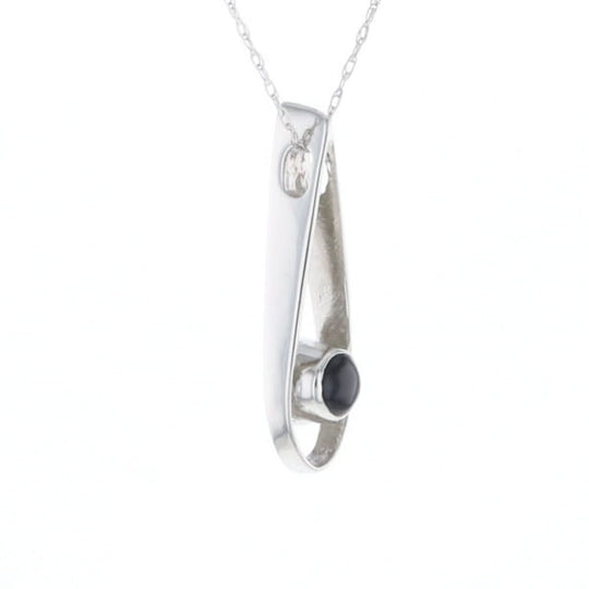 Open Teardrop Round Onyx Inlaid Pendant
