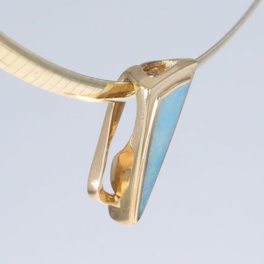 Opal Pendant Triangle Inlaid Design with .06ct Round Diamond