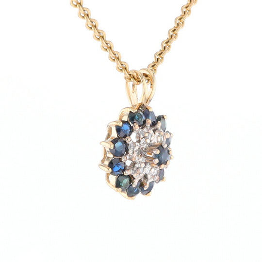 Round Diamond & Sapphire Cluster Pendant