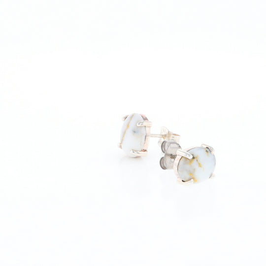 Gold Quartz Cabochon Stud Earrings
