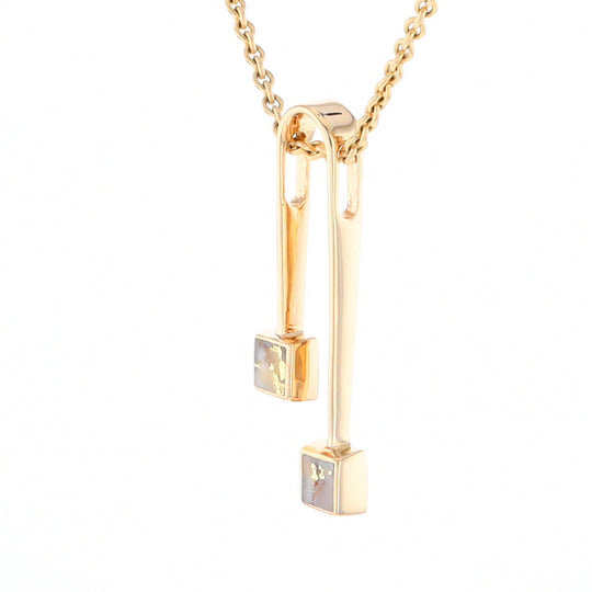 Gold Quartz 2 Square Curved Bar Pendant