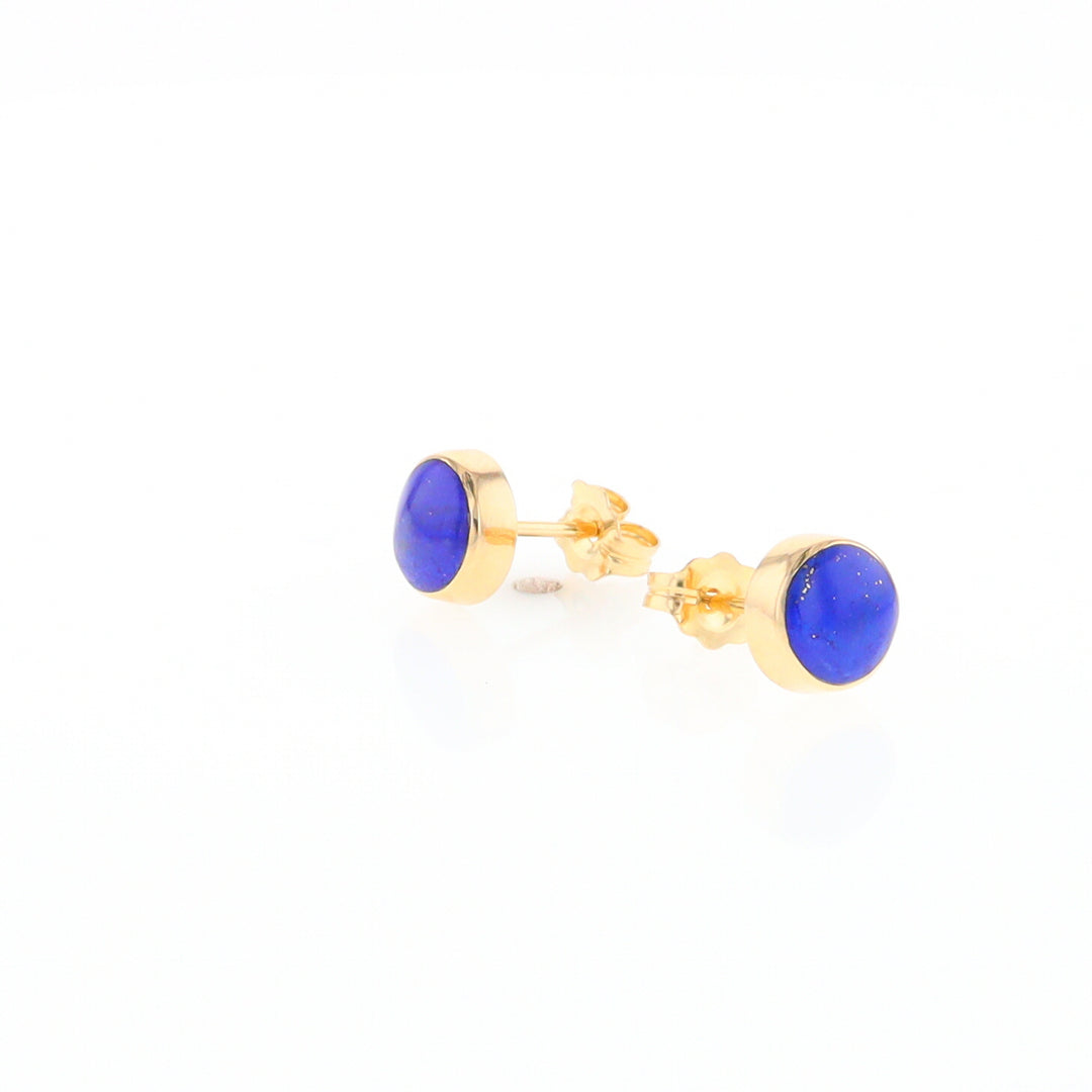 Lapis 6mm Round Inlaid Earrings