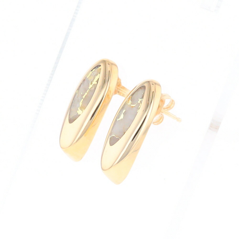 Oval Gold Quartz Inlaid Earrings - G2