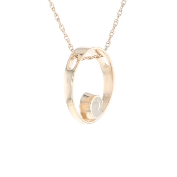 Gold Quartz Pendant Open Circle Design Round Inlay Pendant