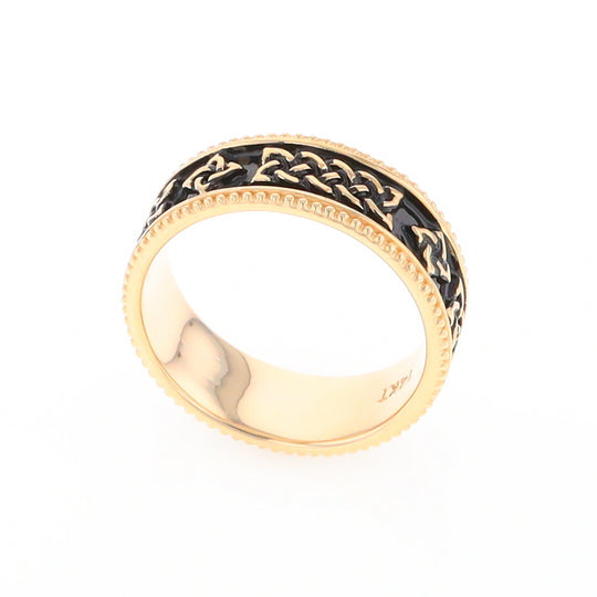 Celtic Knot Black and Gold Wedding Band