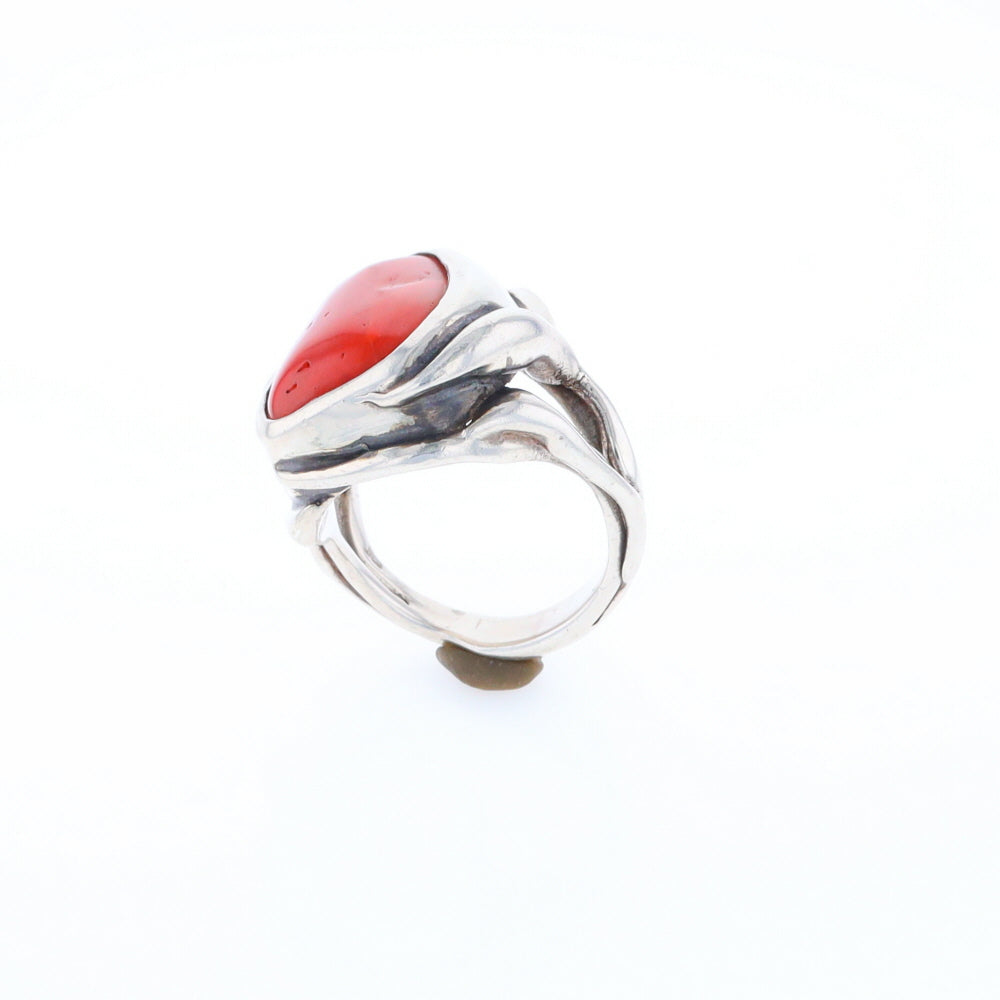 Native Oval Coral Free Form Ring