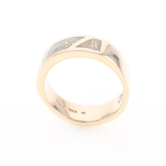 Gold Quartz Ring, 3 Section Inlaid Design