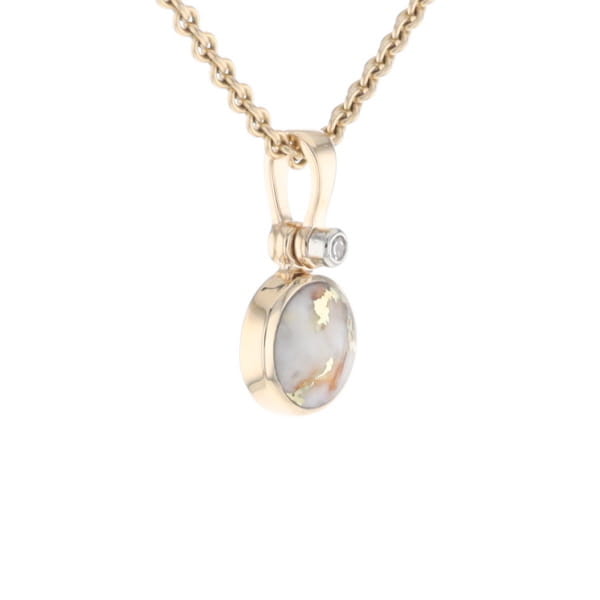 Round Gold Quartz Inlaid Pendant