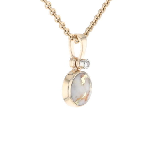 Round Gold Quartz Inlaid Pendant
