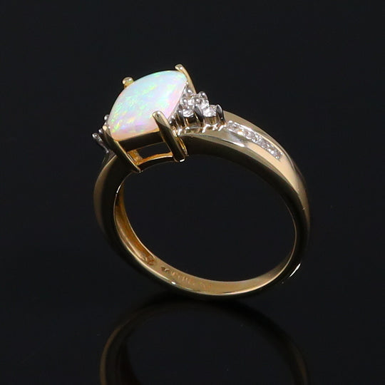 Rectangular Opal Ring with Diamond Accents