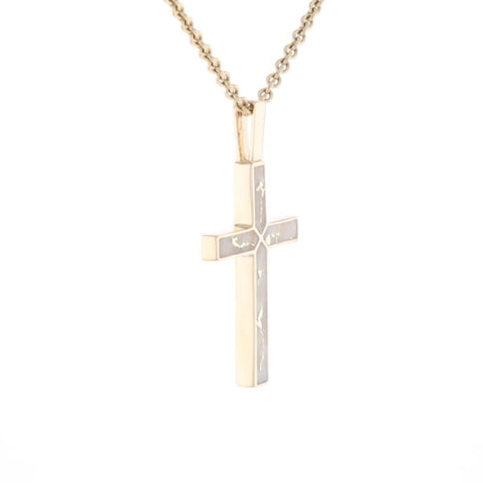 Gold Quartz Pendant 4 Section Inlaid Cross Pendant