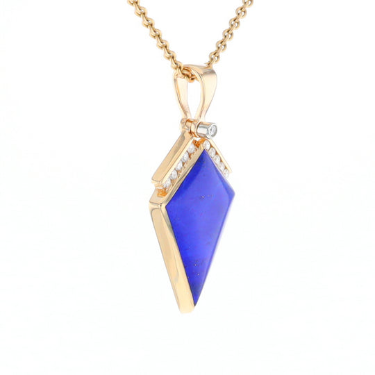 Lapis Kit Shaped Inlaid Pendant with 0.19ctw Diamonds