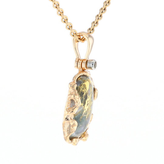 Serpentine & Gold Quartz Freeform Pendant