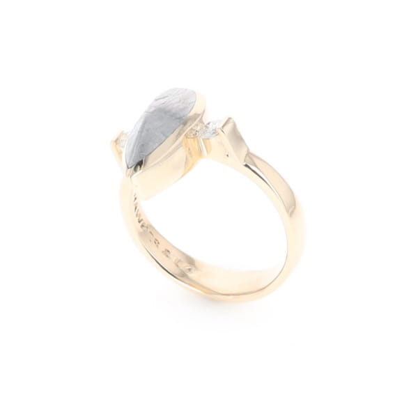 Meteorite Pear Shape Inlay Ring