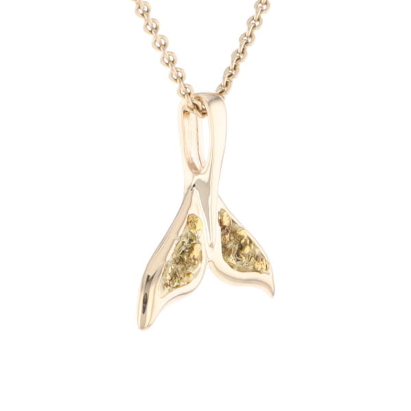Whale Tail Natural Nuggets Double Inlaid Sea Life Pendant
