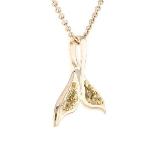 Whale Tail Natural Nuggets Double Inlaid Sea Life Pendant