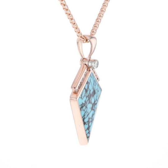 Turquoise Kite Shaped Inlaid Pendant with 0.19ctw Diamonds