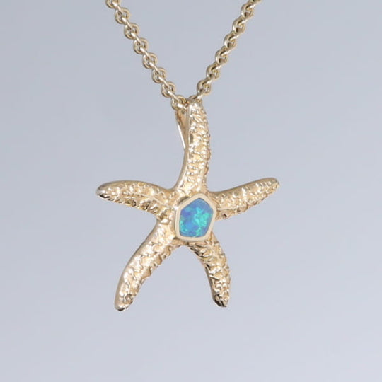 Opal Pendant Inlaid Realistic Star Fish Sea Life Design