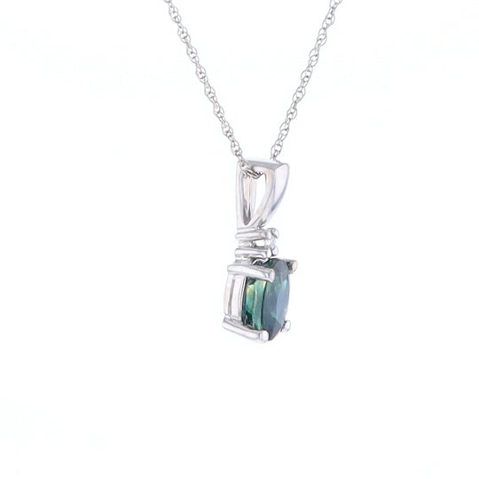 White Gold Sapphire & Diamond Pendant