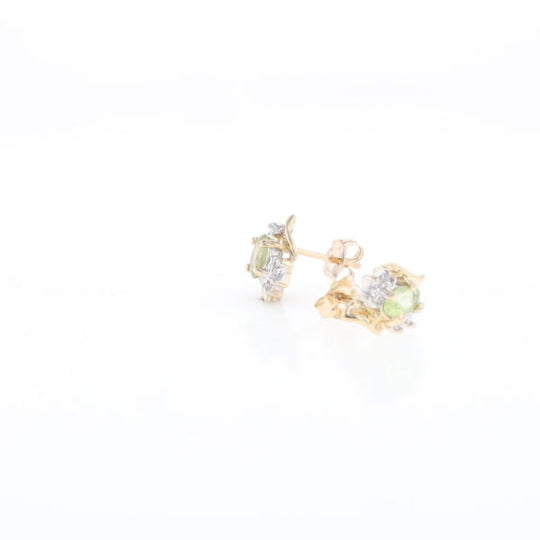 Bypass Peridot and Diamond Stud Earrings