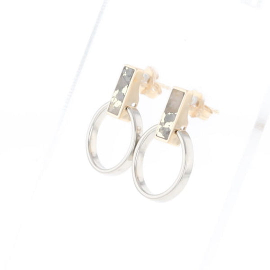 Gold Quartz Rectangle Inlaid Knocker Earrings - G2