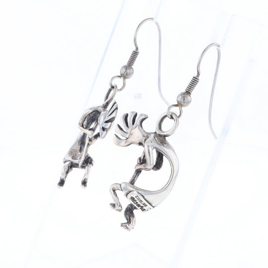 Silver Kokopelli Dangle Earrings