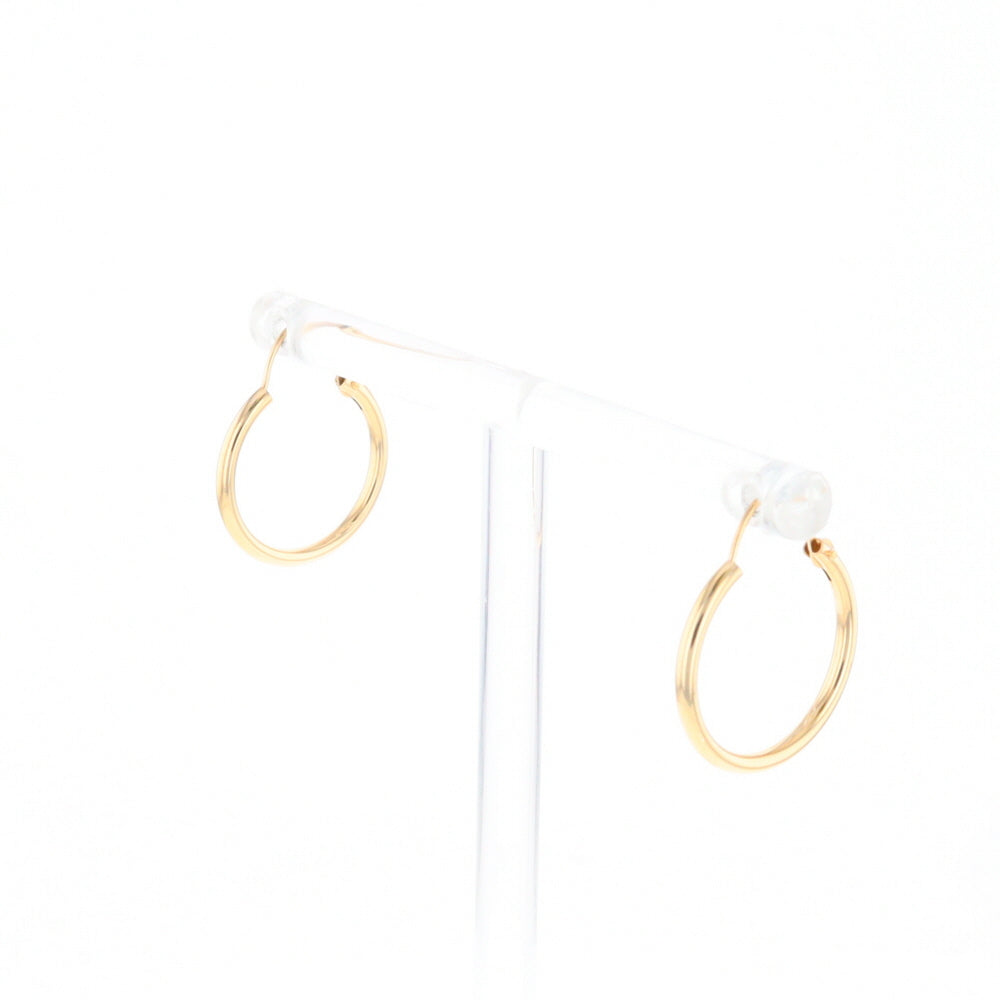 Gold Hollow Tube Hoop Earrings