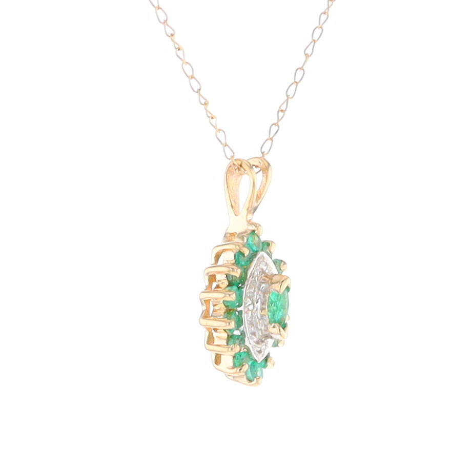 Marquise Cluster Emerald and Diamond Necklace