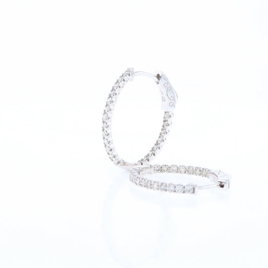 Oval Diamond Hoops Earrings