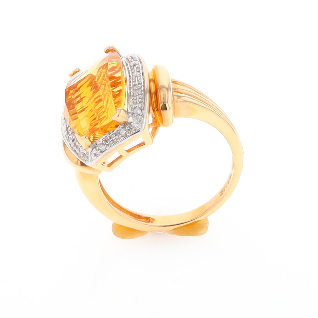 Fancy Cut Citrine Diamond Halo Ring