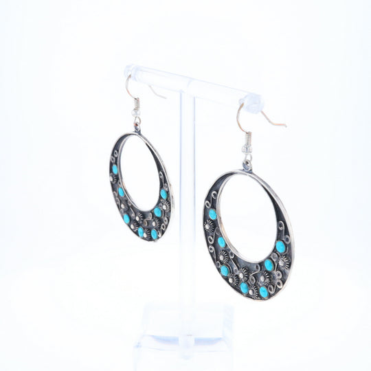 Floral Chrysocolla Hoop Earrings