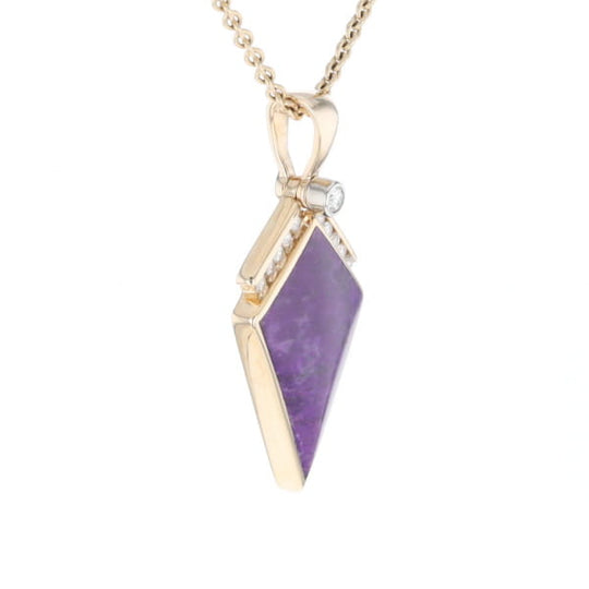 Sugilite Kite Shape Inlaid Pendant with 0.19ctw Diamonds