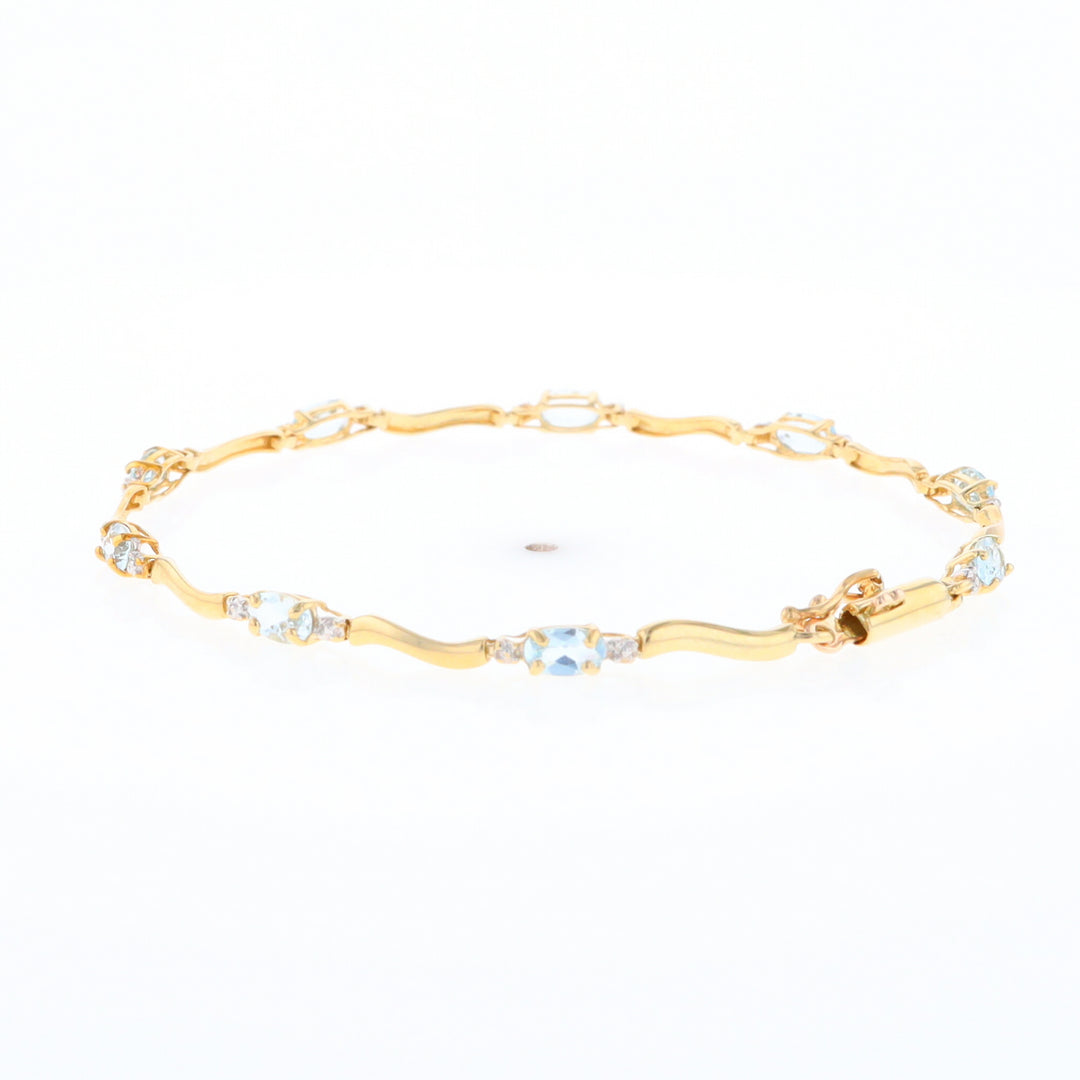 Aquamarine and Diamond Tennis Bracelet