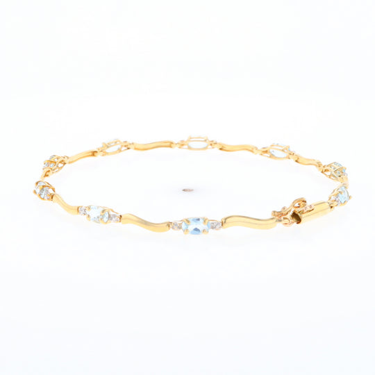 Aquamarine and Diamond Tennis Bracelet